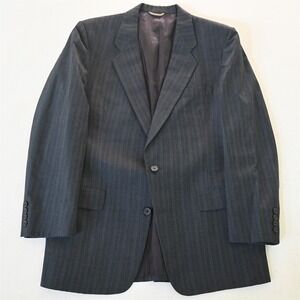 Vtg Christian Dior 40S Blue Striped USA Made Wool Mens Blazer Jacket Sport Coat